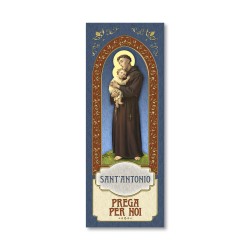 Segnalibro con cornice in oro a caldo di Sant'Antonio da Padova con preghiera a retro