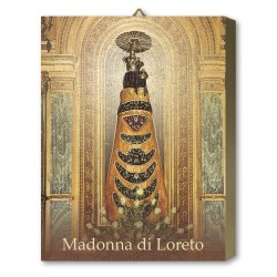 Tavola Lignea dell'icona della Madonna di Loreto in scatola regalo