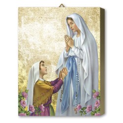 Tavola Lignea dell'Apparizione di Lourdes con Bernadette in scatola regalo