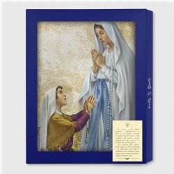 Tavola Lignea dell'Apparizione di Lourdes con Bernadette in scatola regalo
