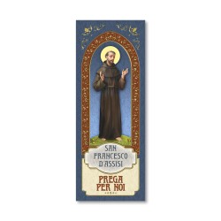 Segnalibro con cornice in oro a caldo di San Francesco d'Assisi con preghiera a retro