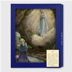 Tavola Lignea dell'Apparizione di Lourdes con Bernadette nella grotta in scatola regalo