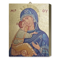 Tavola Lignea dell'icona della Madonna della Tenerezza in scatola regalo