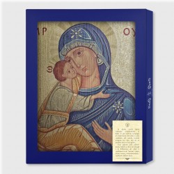 Tavola Lignea dell'icona della Madonna della Tenerezza in scatola regalo