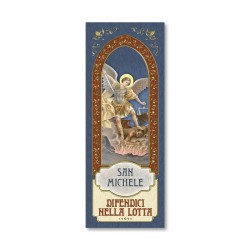Segnalibro con cornice in oro a caldo di San Michele Arcangelo con preghiera a retro