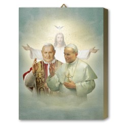 Tavola Lignea dei Santi Papa Giovanni Paolo II e Giovanni XXIII in scatola regalo