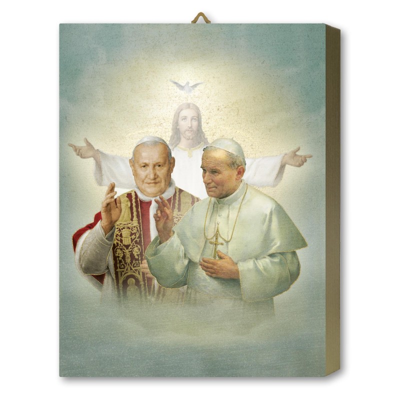 Tavola Lignea dei Santi Papa Giovanni Paolo II e Giovanni XXIII in scatola regalo Tavola Lignea dei Santi Papa Giovanni Paolo II e Giovanni XXIII in scatola regalo