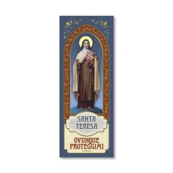 Segnalibro con cornice in oro a caldo di Santa Teresa del Bambin Gesù con preghiera a retro