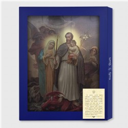 Tavola Lignea di San Giuseppe Protettore della Sacra Famiglia in scatola regalo