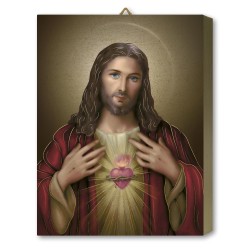 Tavola Lignea del Sacro Cuore di Gesù in scatola regalo