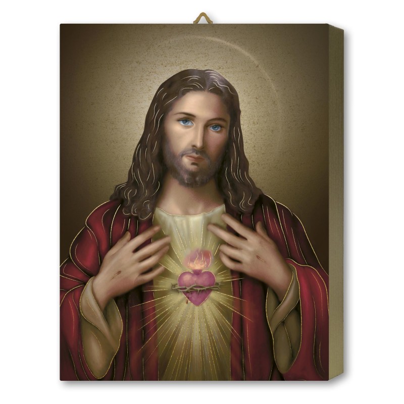 Tavola Lignea del Sacro Cuore di Gesù in scatola regalo Tavola Lignea del Sacro Cuore di Gesù in scatola regalo