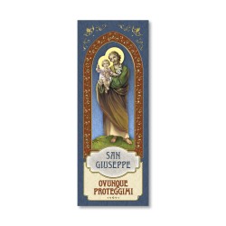 Segnalibro con cornice in oro a caldo di San Giuseppe con preghiera a retro