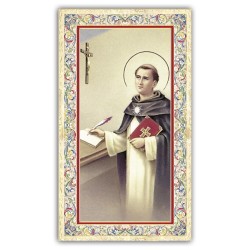 Santino San Tommaso d'Aquino con preghiera e finiture in oro a caldo