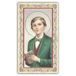 Santino San Domenico Savio con preghiera e finiture in oro a caldo