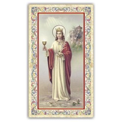 Santino Santa Barbara con preghiera e finiture in oro a caldo