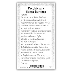 Santino Santa Barbara con preghiera e finiture in oro a caldo
