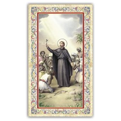 Santino San Francesco Saverio con preghiera e finiture in oro a caldo