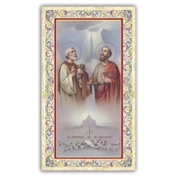 Santino Santi Pietro e Paolo con preghiera e finiture in oro a caldo