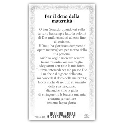 Santino San Gerardo della Maiella con preghiera e finiture in oro a caldo