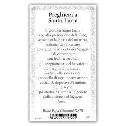 Santino Santa Lucia con preghiera e finiture in oro a caldo