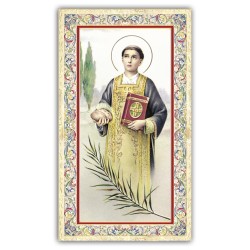 Santino Santo Stefano con preghiera e finiture in oro a caldo