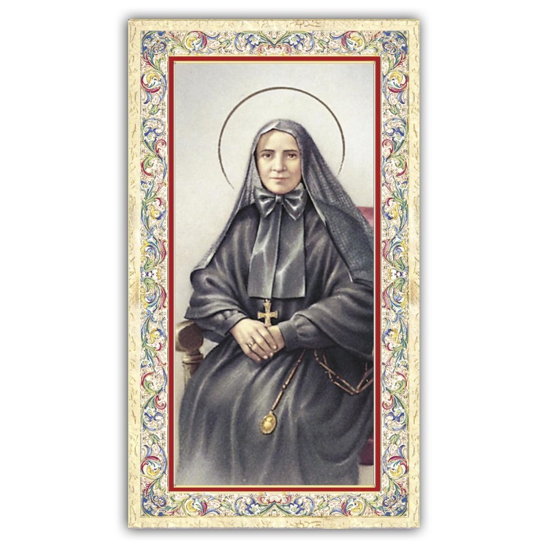 Santino Santa Francesca Cabrini con preghiera e finiture in oro a caldo Santino Santa Francesca Cabrini con preghiera e finiture in oro a caldo