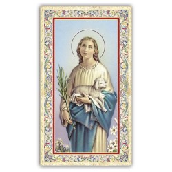 Santino Sant'Agnese con preghiera e finiture in oro a caldo