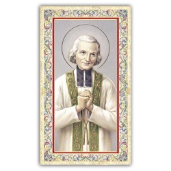Santino San Giovanni Maria Vianney con preghiera e finiture in oro a caldo