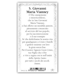 Santino San Giovanni Maria Vianney con preghiera e finiture in oro a caldo