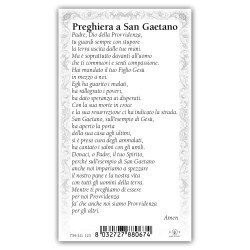 Santino San Gaetano con preghiera e finiture in oro a caldo
