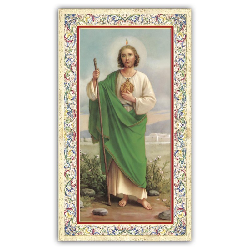 Santino San Giuda con preghiera e finiture in oro a caldo Santino San Giuda con preghiera e finiture in oro a caldo