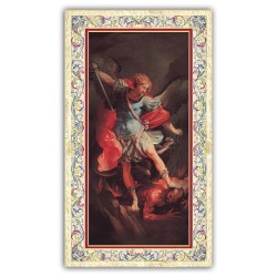 Santino San Michele Arcangelo con preghiera e finiture in oro a caldo
