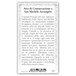 Santino San Michele Arcangelo con preghiera e finiture in oro a caldo