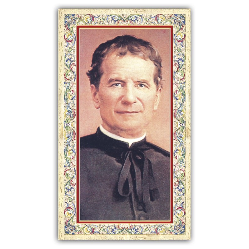 Santino Don Bosco con preghiera e finiture in oro a caldo Santino Don Bosco con preghiera e finiture in oro a caldo