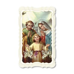 Santino in carta telata color avorio della Sacra Famiglia