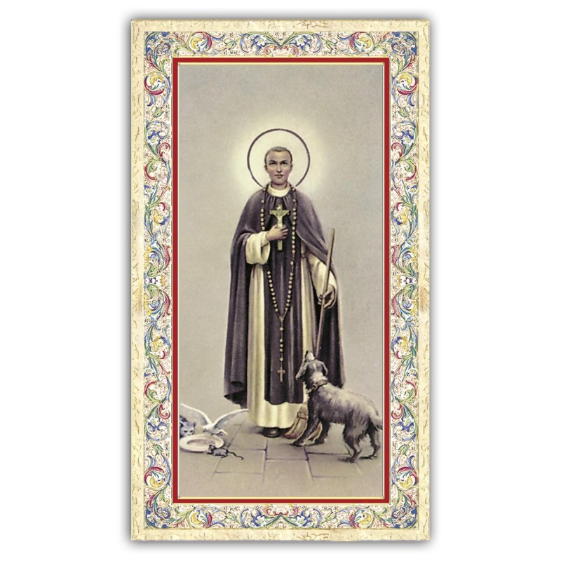 Santino San Martin de Porres con preghiera e finiture in oro a caldo Santino San Martin de Porres con preghiera e finiture in oro a caldo