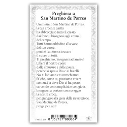 Santino San Martin de Porres con preghiera e finiture in oro a caldo