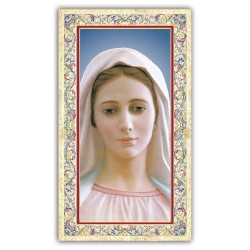 Santino Madonna di Medjugorje con preghiera e finiture in oro a caldo