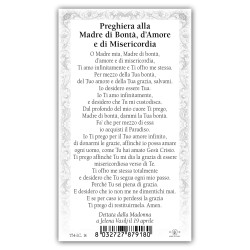 Santino Madonna di Medjugorje con preghiera e finiture in oro a caldo