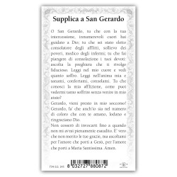 Santino San Gerardo della Maiella con preghiera e finiture in oro a caldo