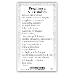 Santino San Cristoforo con preghiera e finiture in oro a caldo