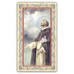 Santino San Domenico con preghiera e finiture in oro a caldo