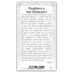 Santino San Domenico con preghiera e finiture in oro a caldo