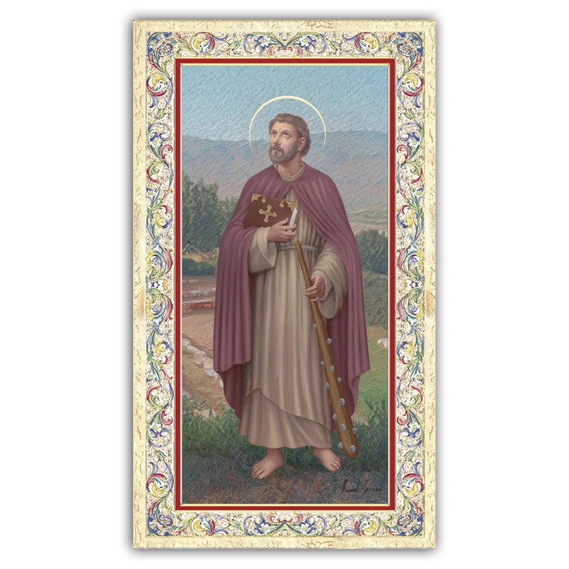 Santino San Giacomo con preghiera e finiture in oro a caldo Santino San Giacomo con preghiera e finiture in oro a caldo