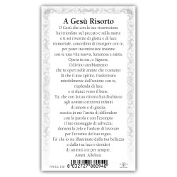 Santino Gesù Risorto con preghiera e finiture in oro a caldo