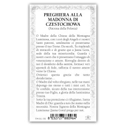Santino Madonna di Czestochowa con preghiera e finiture in oro a caldo