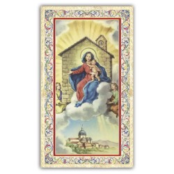 Santino Madonna di Loreto con preghiera e finiture in oro a caldo