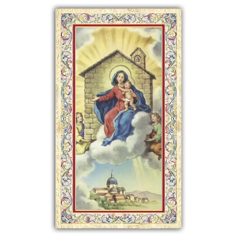Santino Madonna di Loreto con preghiera e finiture in oro a caldo Santino Madonna di Loreto con preghiera e finiture in oro a caldo