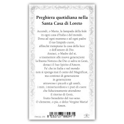 Santino Madonna di Loreto con preghiera e finiture in oro a caldo