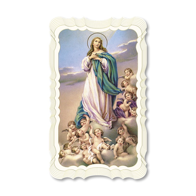 Santino in carta telata color avorio della Madonna Assunta Santino in carta telata color avorio della Madonna Assunta